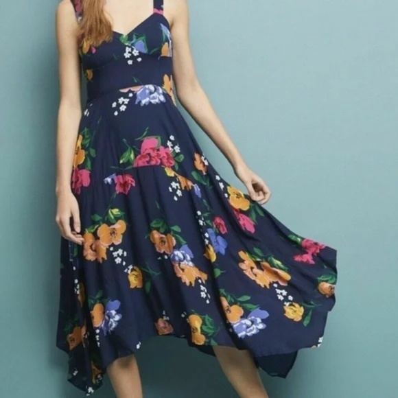 Anthropologie Dresses & Skirts - Anthropologie Maeve Julienne Navy Floral Dress 6 | Flowy Feminine multicolor